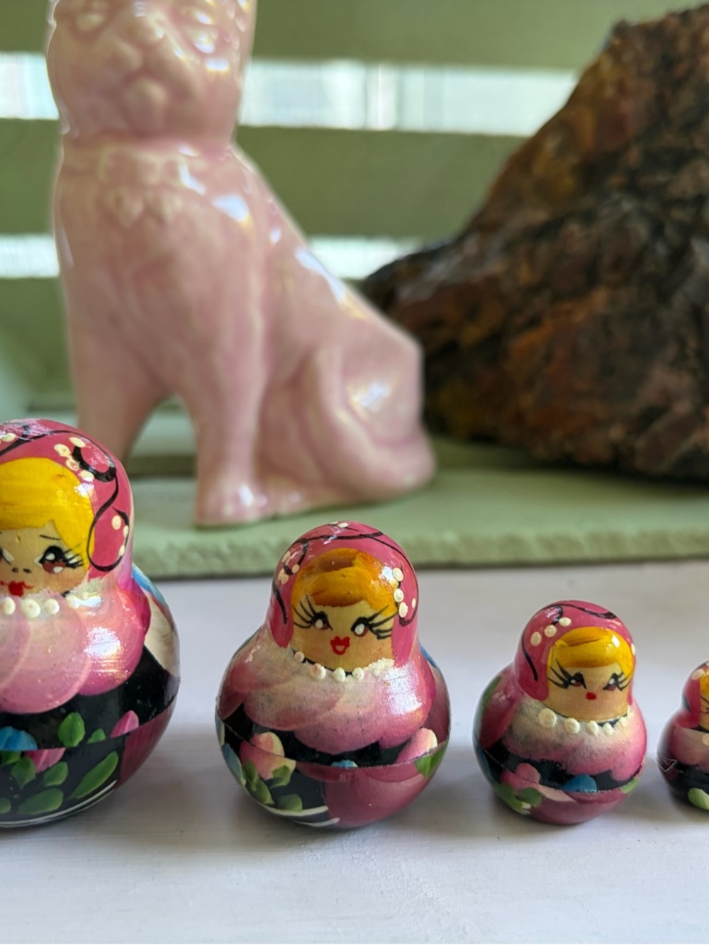 Hand-Painted Russian Nesting Doll - Pink Floral Matryoshka - Picture 12 of 14